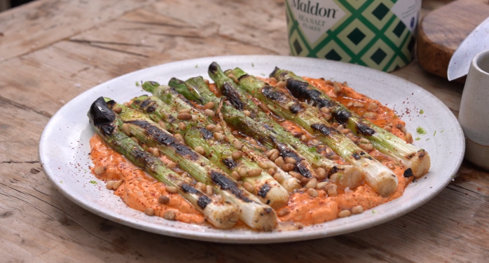 Baby Leeks With Harissa And Lime Yogurt