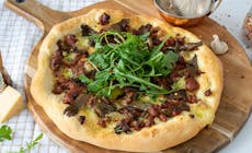 Caramelised Oyster Mushroom And Sausage Pizza