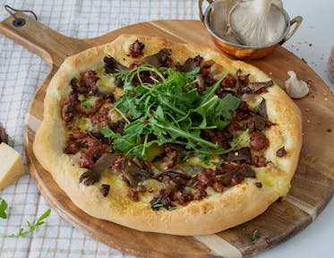 Caramelised Oyster Mushroom and Sausage Pizza
