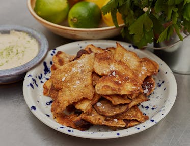 Chicken Skin Cracklings with Green Curry Mayo
