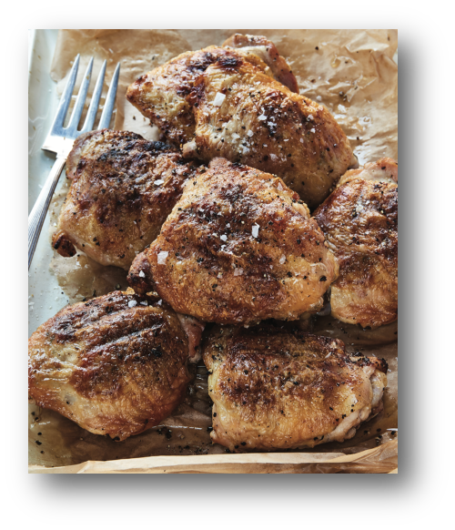 Crispy Chicken Thighs With Basil And Proscuitto Butter
