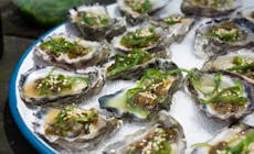 Fresh Oysters With Charred Spring Onion And Wakame Dressing