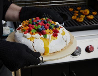 Giant Pavlova with Passion Fruit Curd and Apricots
