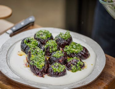 Hasselback Beetroot with Lime Leaf Butter by Yotam Ottolenghi