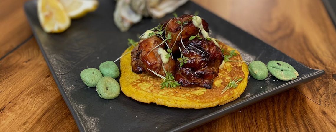 Kip Teriyaki Met Currypannenkoek En Wasabi Mayonaise 32