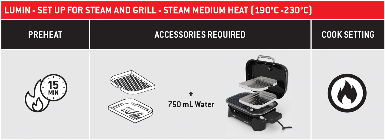 Lumin Steam And Grill Steam Medium Heat 1