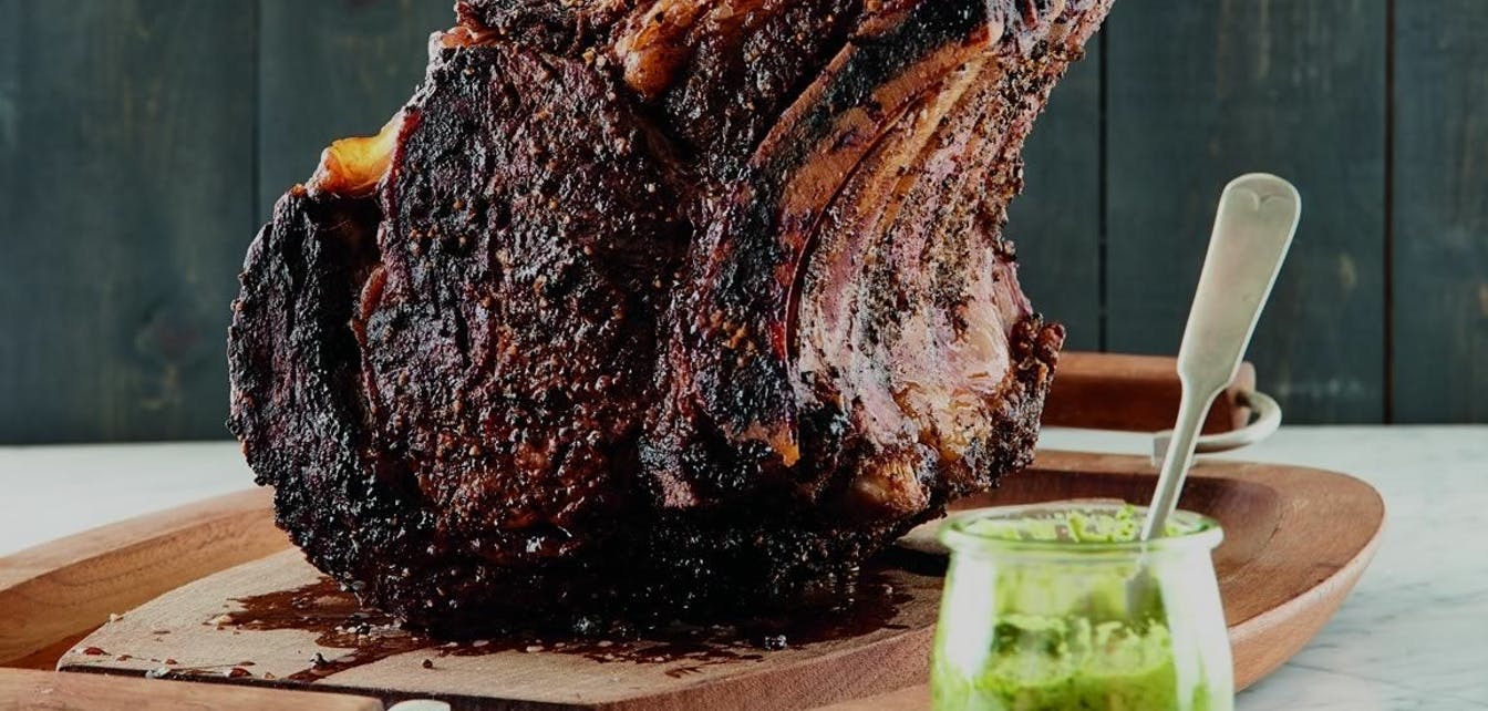 Pepper Crusted Rib Roast With Hazelnut Pesto