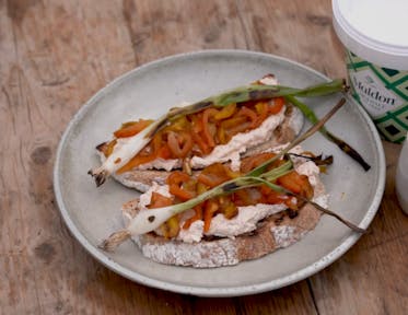 Roasted Pepper, Spring Onion and Ricotta Tartines by Sabrina Ghayour