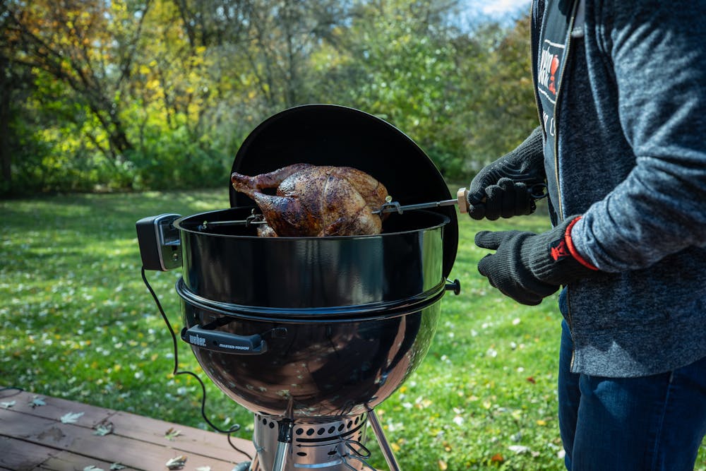 How To Rotisserie A Turkey With A Fan Favorite Recipe Grilling Inspiration Weber Grills