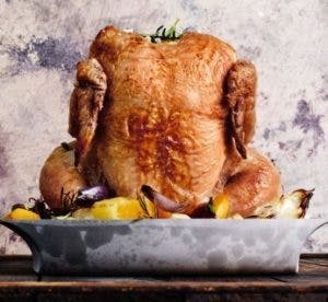 Roast Chicken with Herb Butter on Vegetables