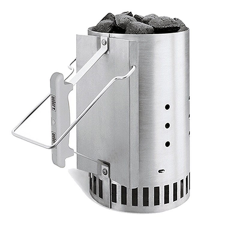 Charcoal Starter Rapidfire Chimney Lighter Grill Fire Can Bin Grate Steel Weber 