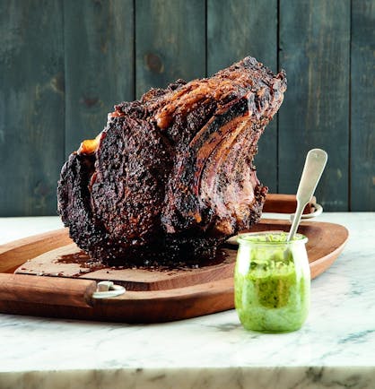 Pepper-Crusted Rib Roast with Hazelnut Pesto
