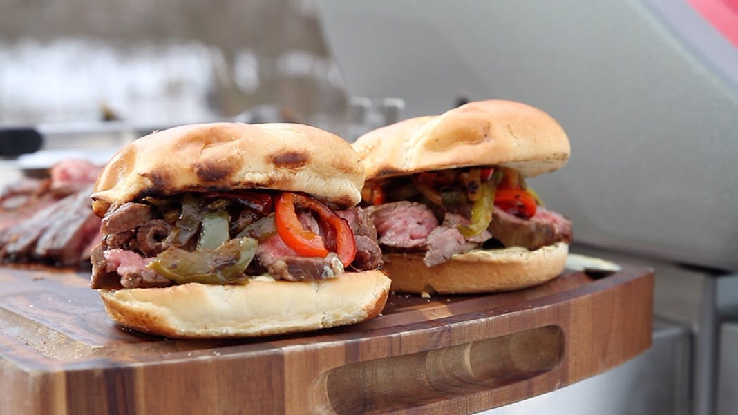 Balsamic Marinated Flank Steak Sandwiches Grilling Inspiration