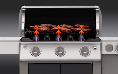 Direct cooking on a premium gas barbecue