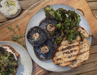 Grilled Mushrooms on Toasted Sourdough with Whipped Ricotta