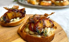 Grilled Peach Costini With Blue Cheese Whip