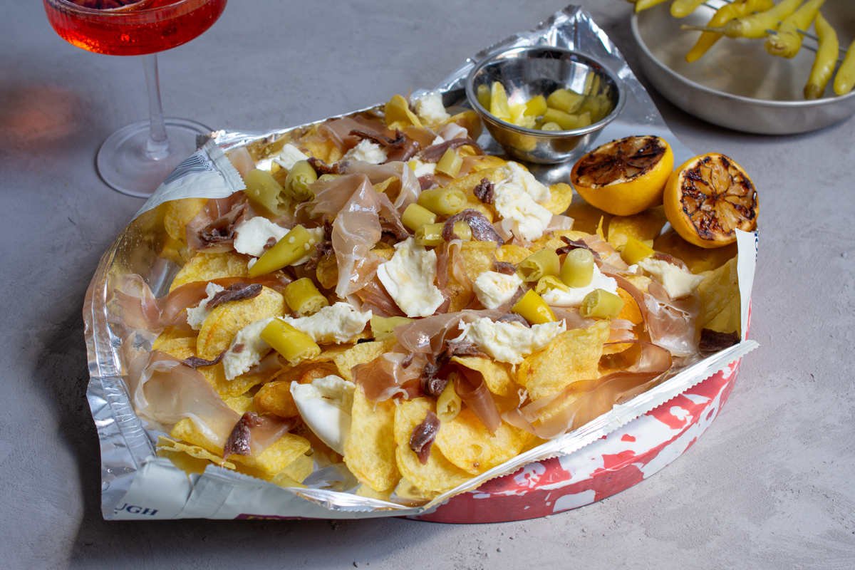 Mediterranean-Style Loaded Charcuterie Chips 