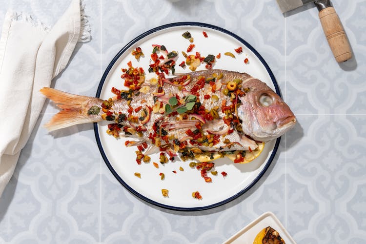 Mediterranean Baked Whole Red Snapper Fish - The Matbakh