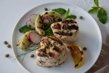 Grilled Fish Pinwheels with Fennel and Radish Salad