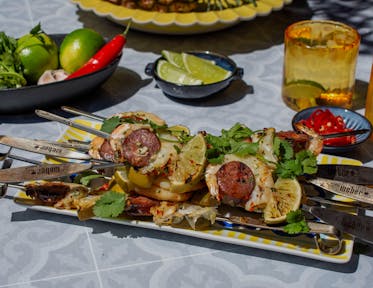 Prawn, Chorizo, and Lime Skewers