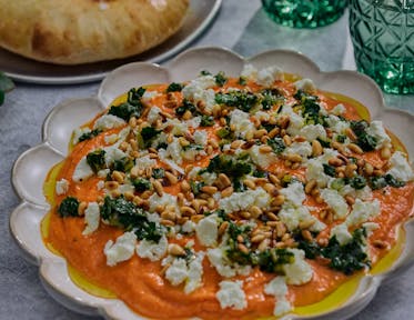 Puffy Breads with Charred Capsicum Dip