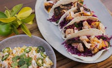 Spice Crusted Crispy Skin Tacos With Red Cabbage Orange And Mint Slaw