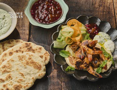 Spiced prawn flatbreads