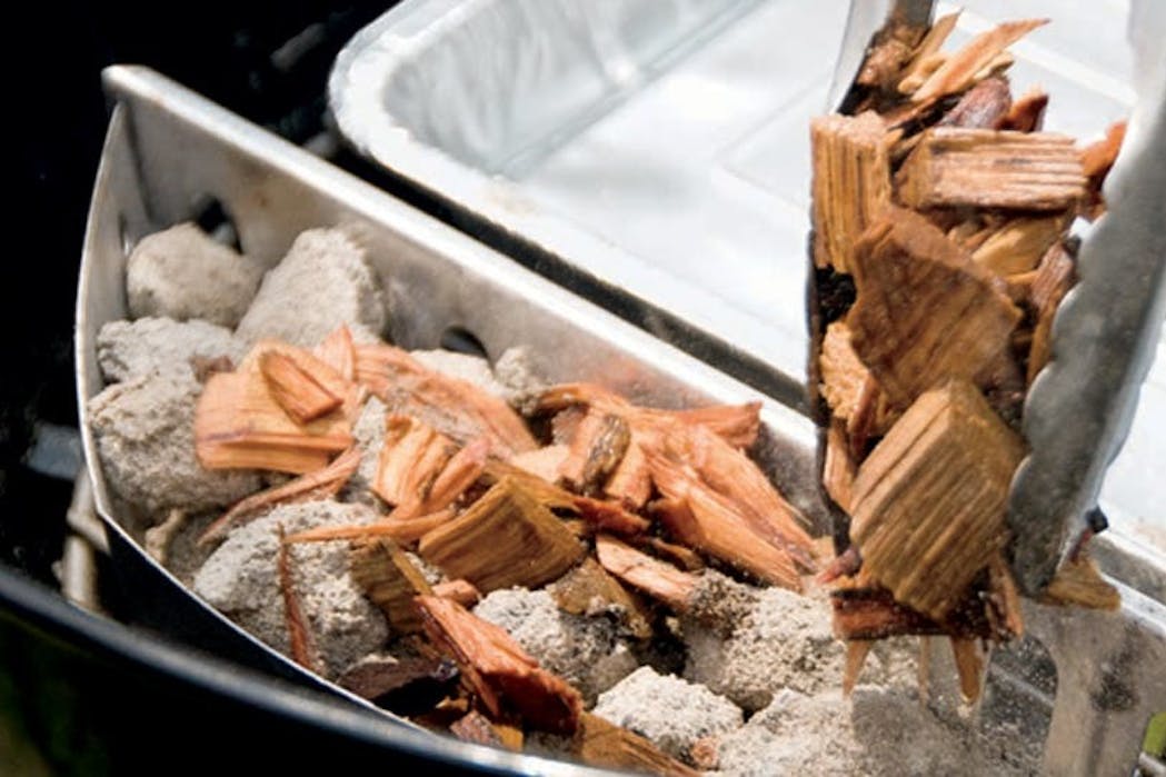 Using wood chips sales on charcoal grill