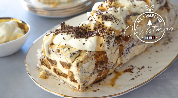 Tiramisu Roll Over Pavlova | Desserts Recipes | Weber BBQ