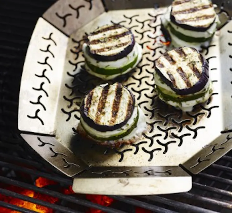 Aubergine and Courgette Tower | Official Weber® Website