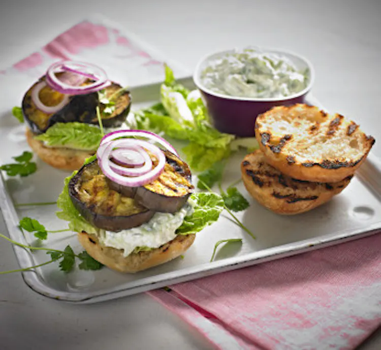 Aubergine burger with tzatziki | Vegetarian | Weber recipes