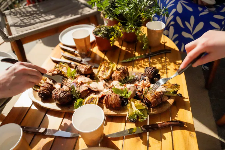 Cumin Roast Lamb With Hasselback Potatoes & Grilled Gem Lettuce | Lamb | Weber recipes