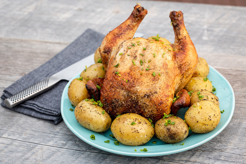 Beer Brined Chicken With Chive Potatoes Bd