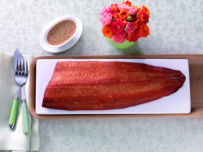 Hot Smoked Bourbon Cured Salmon With Caper Vinaigrette Bd