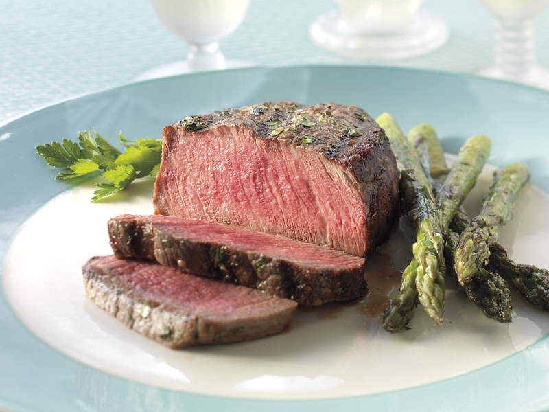 Lemon Parsley Filet Mignon Steaks With Asparagus Bd