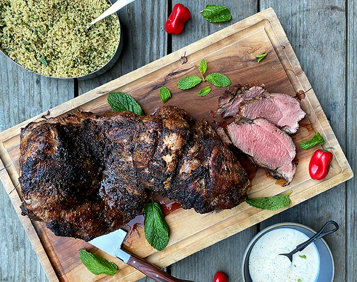 Weber Harissa Crusted Leg Of Lamb Bd