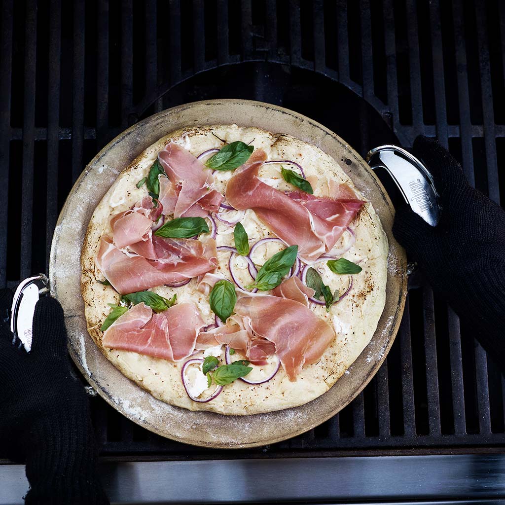 Hvid Pizza med ricotta og parmaskinke