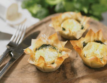 Goats Cheese and Spinach Filo Tarts
