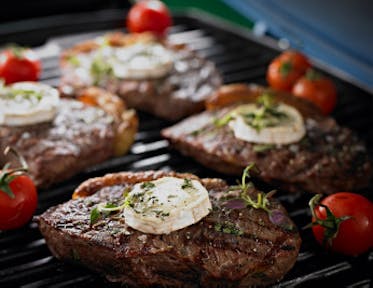 Grilled steak with goats cheese