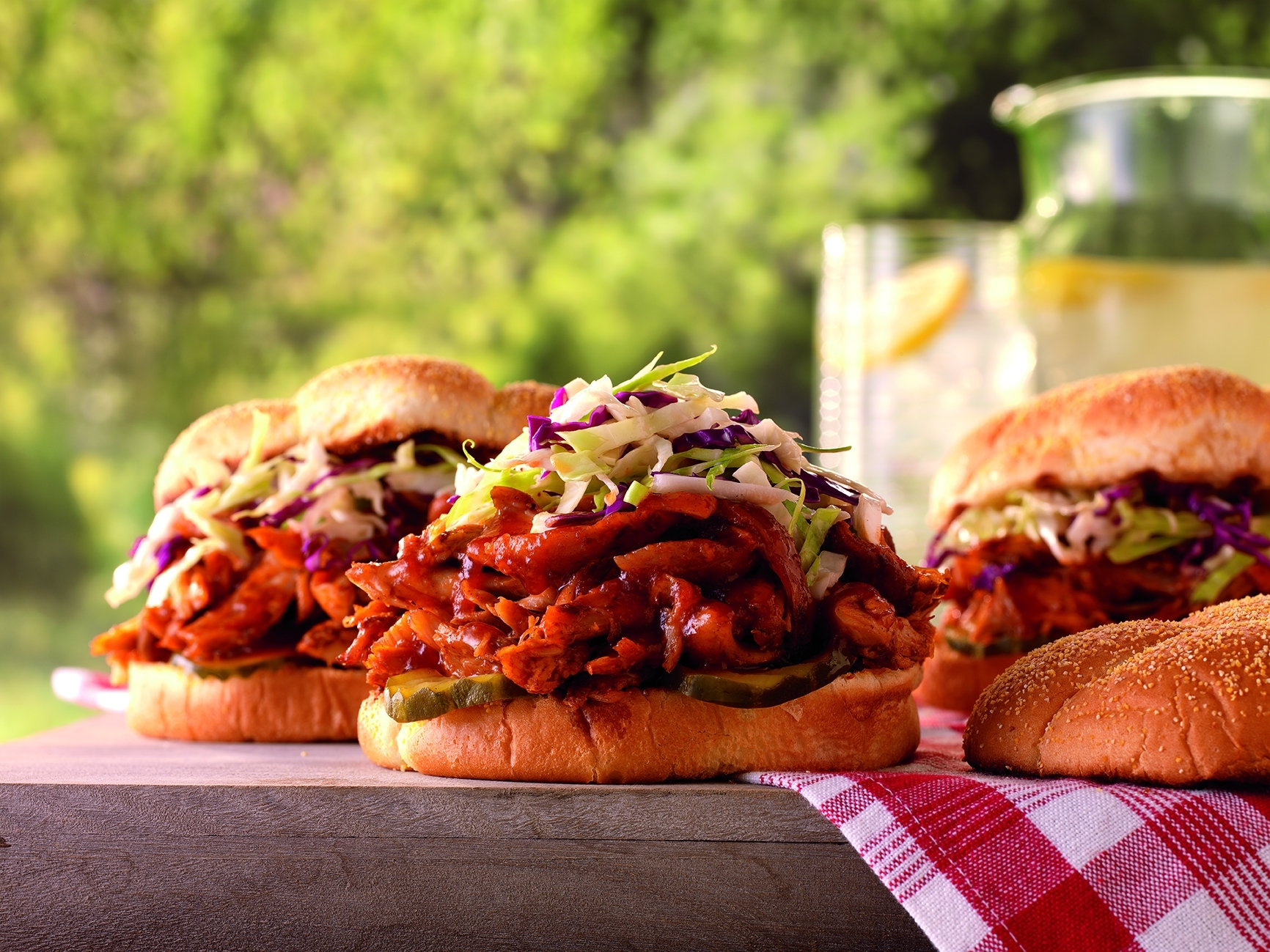 Pulled Chicken Sandwiches With Apple Cider And Cabbage Slaw