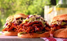 Pulled Chicken Sandwiches With Apple Cider And Cabbage Slaw