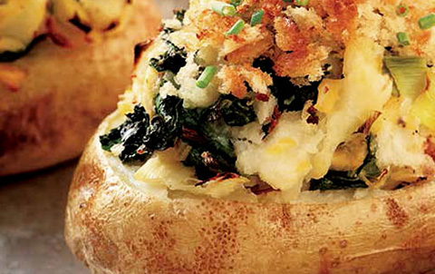 Fylld Potatis Med Ost Och Spenat