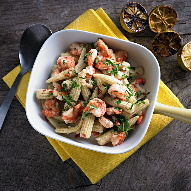 Scampi mit Babymais