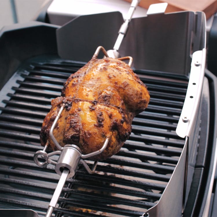 How to cook a whole chicken on a weber grill Moroccan Spiced Rotisserie Chicken Poultry Weber Recipes