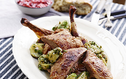 Norway  Andesteg Med Kompot Og Sommerkartofler