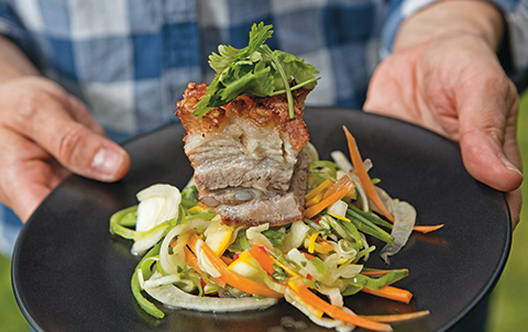 Staerk Groentsagssalat Med Stegt Svineslag