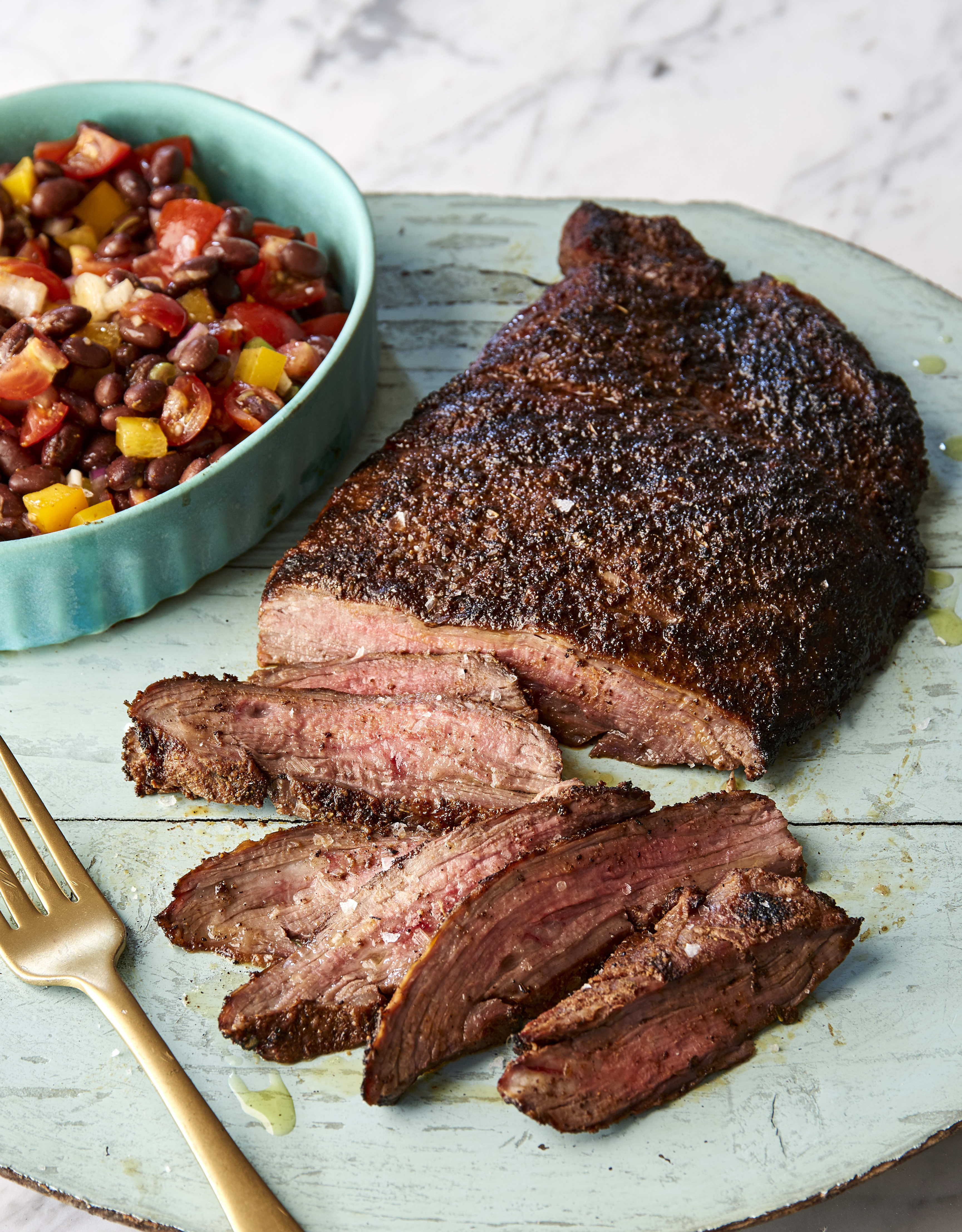 Chilli Rubbed Skirt Steak with Black Bean Salad